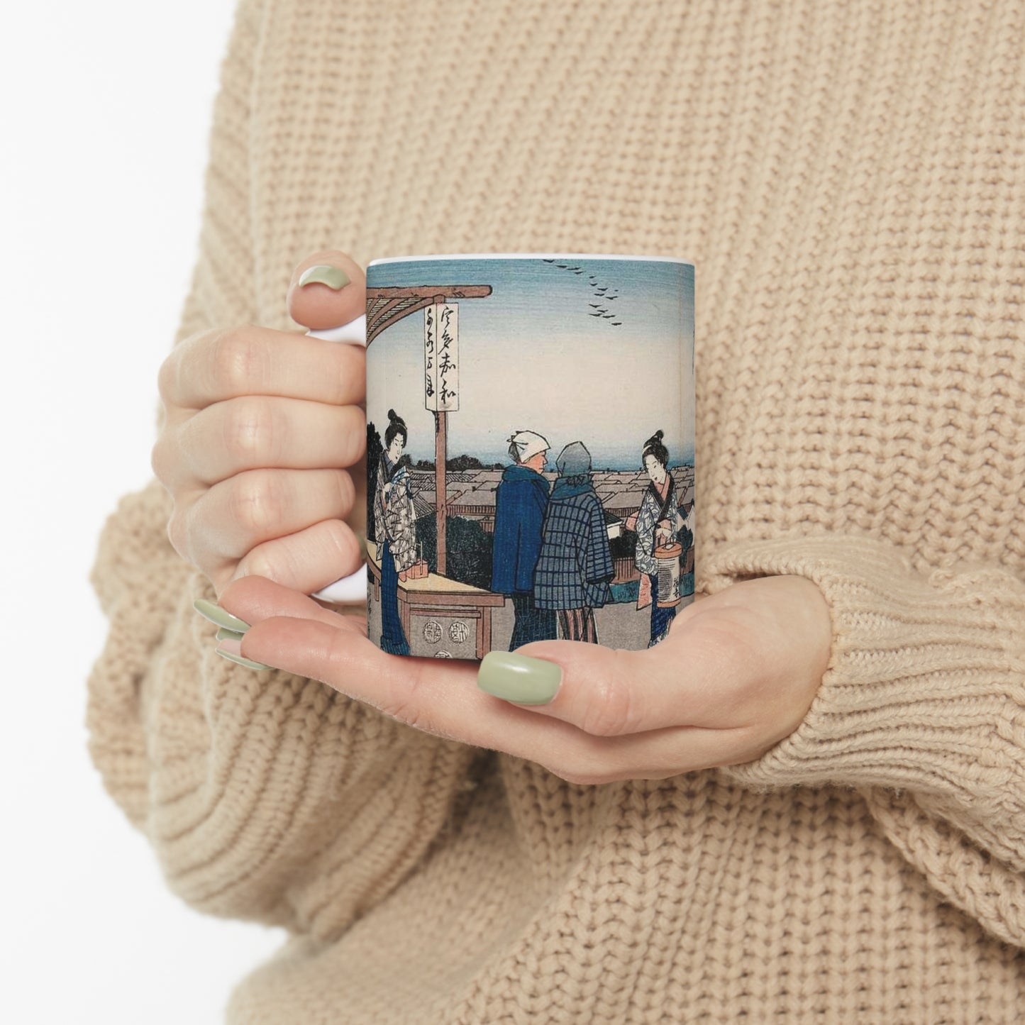 Shin Yoshiwara (Shin yoshiwara nihonzutsumi mikaeri yanagi), (Edo meisho) Beautiful Novelty Ceramic Coffee Mug 11oz