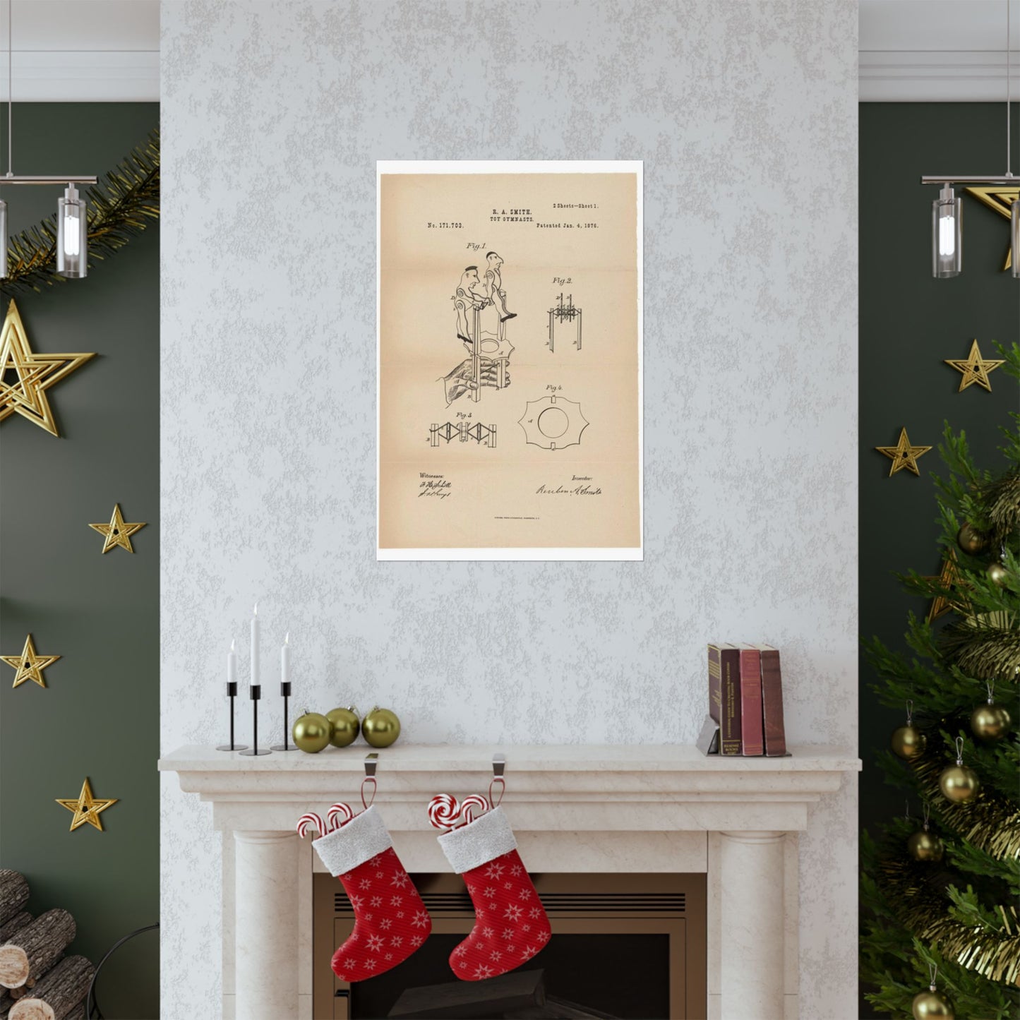 Patent drawing - for a Toy Gymnast Public domain image High Quality Matte Wall Art Poster for Home, Office, Classroom