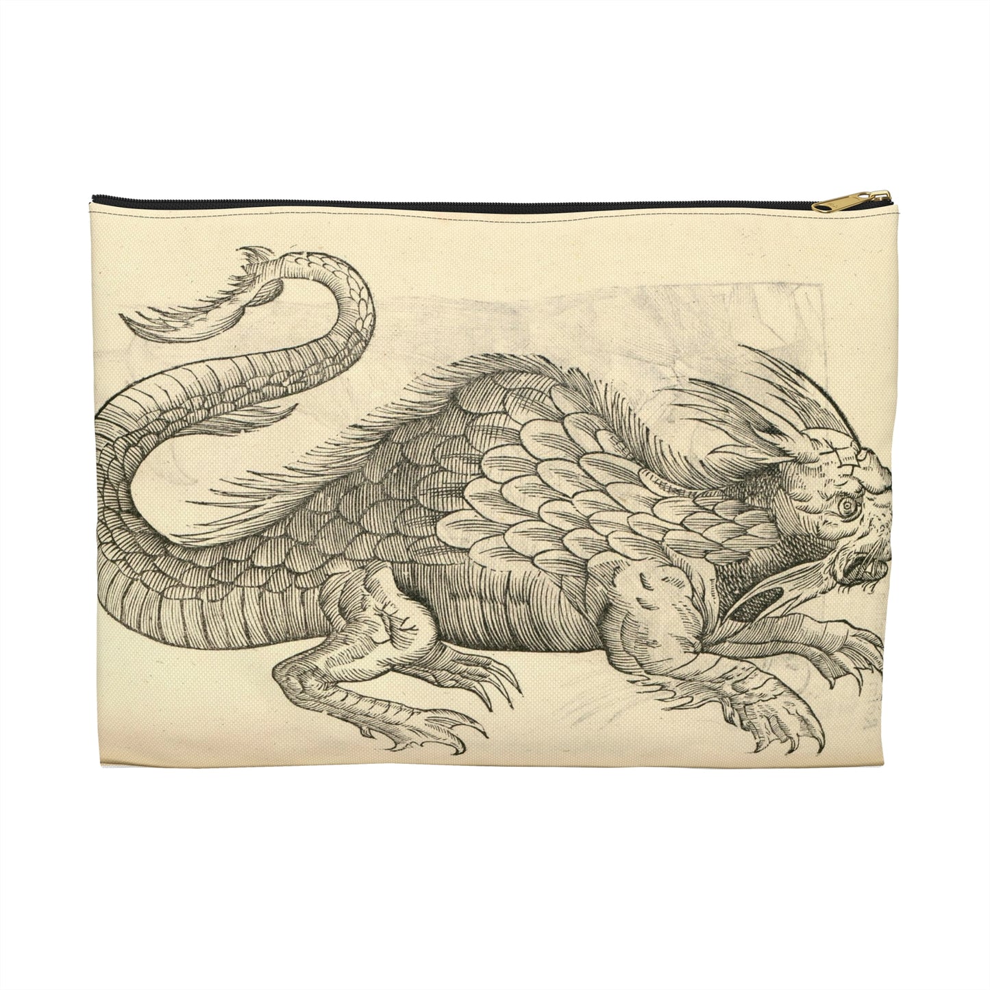 Orobonis Piscis effigies - Public domain portrait drawing Large Organizer Pouch with Black Zipper