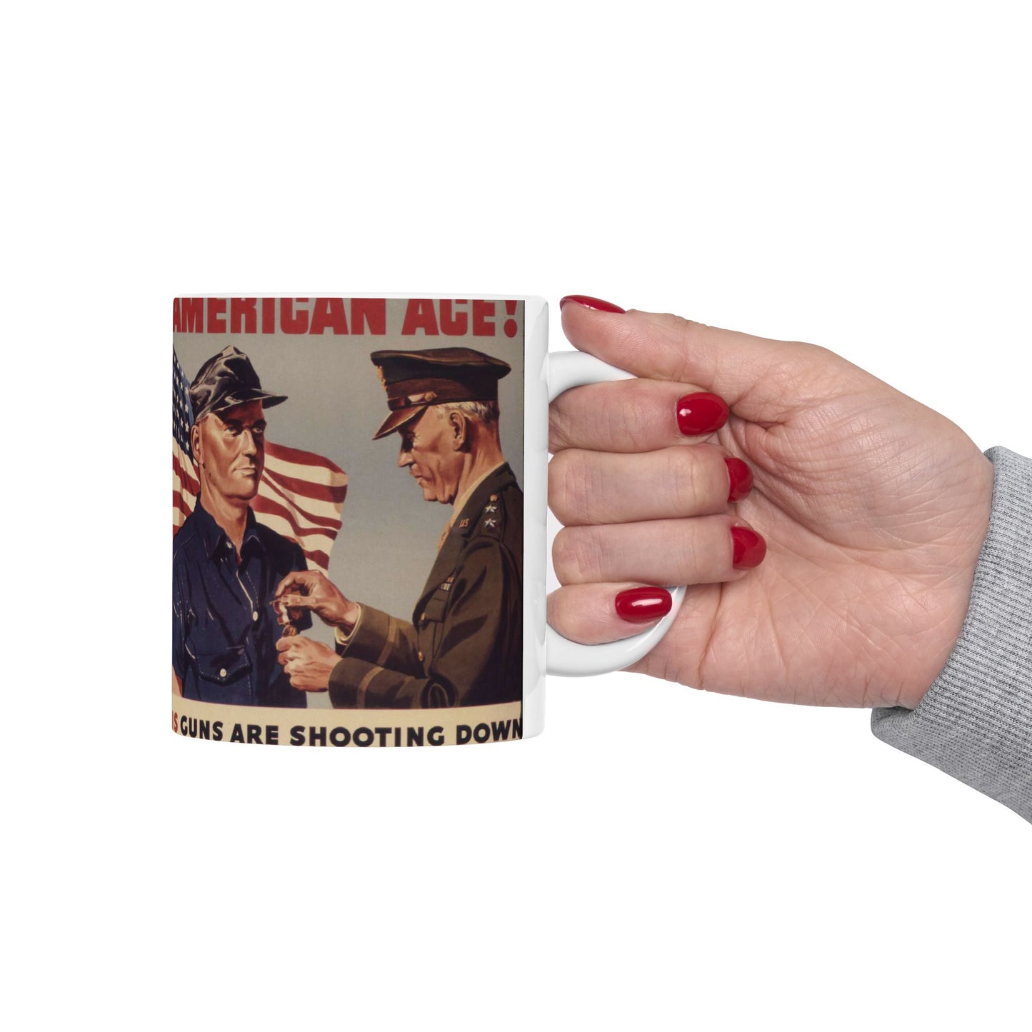 Another American ace^ His guns are shooting down Nazis and Japs right now^ Keep `em firing^ - NARA - 534905 Beautiful Novelty Ceramic Coffee Mug 11oz