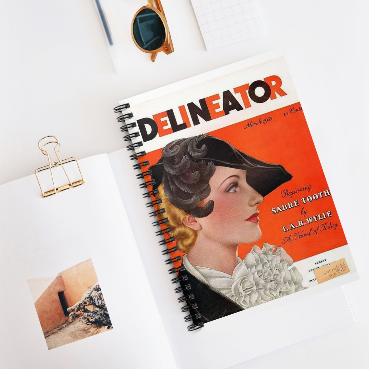 Delineator 1935-03 - Art Deco public domain image Spiral Bound Ruled Notebook with Printed Cover