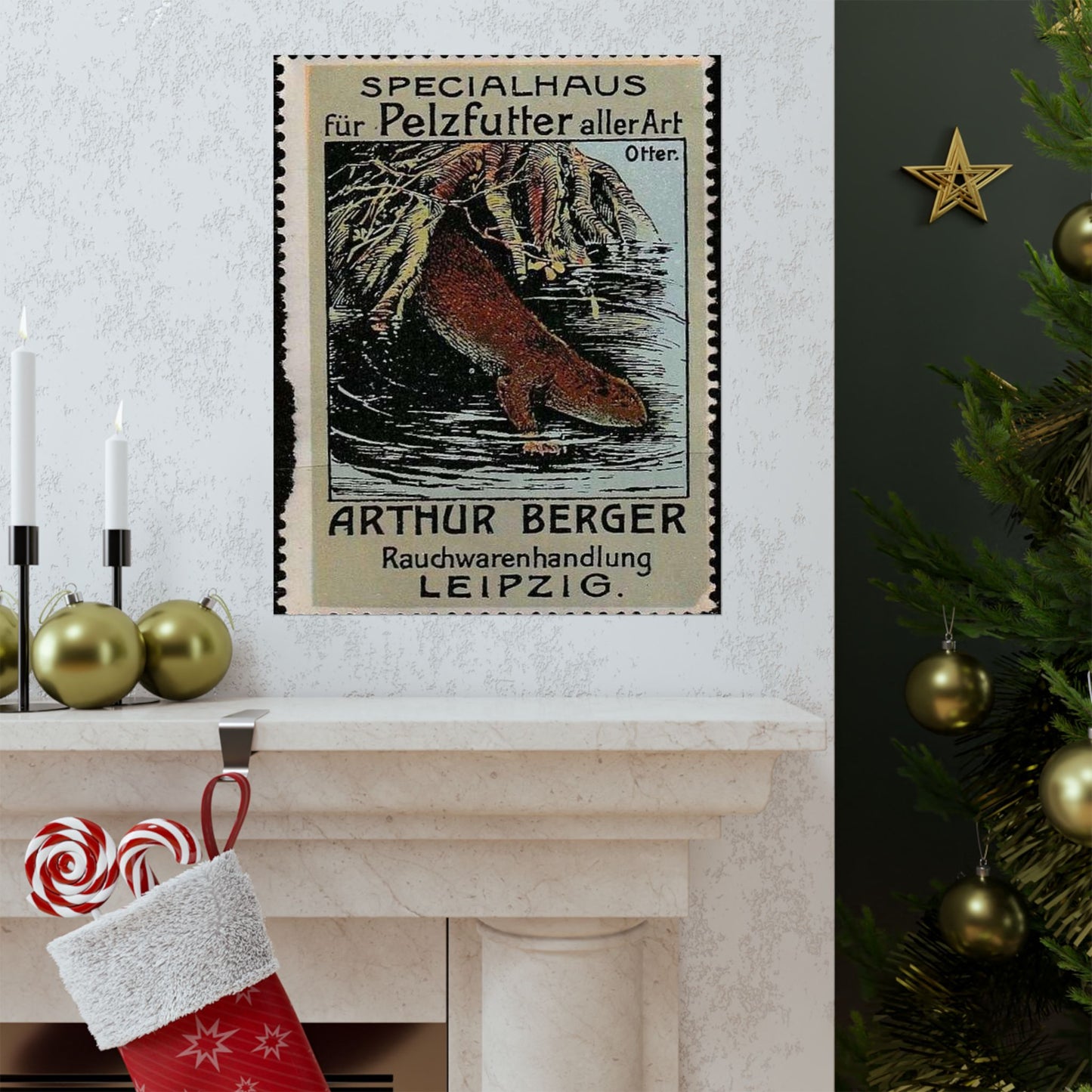 Arthur Berger, fur trader in Leipzig, c. 1910, brand advertisings (07) High Quality Matte Wall Art Poster for Home, Office, Classroom