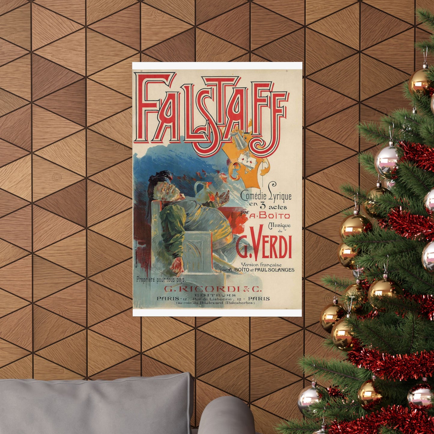Adolfo Hohenstein - Poster for first French production of Giuseppe Verdi's Falstaff High Quality Matte Wall Art Poster for Home, Office, Classroom