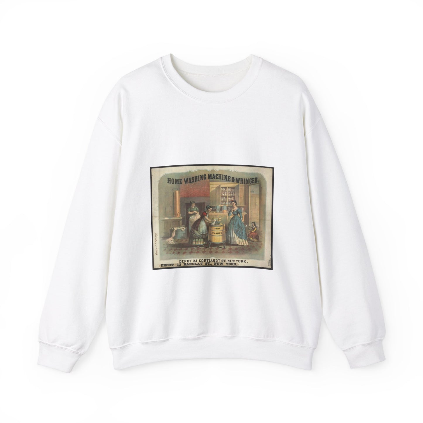 Home washing machine & wringer - A painting of a woman washing a woman's hands White Heavy Blend Adult Crew Neck SweatShirt