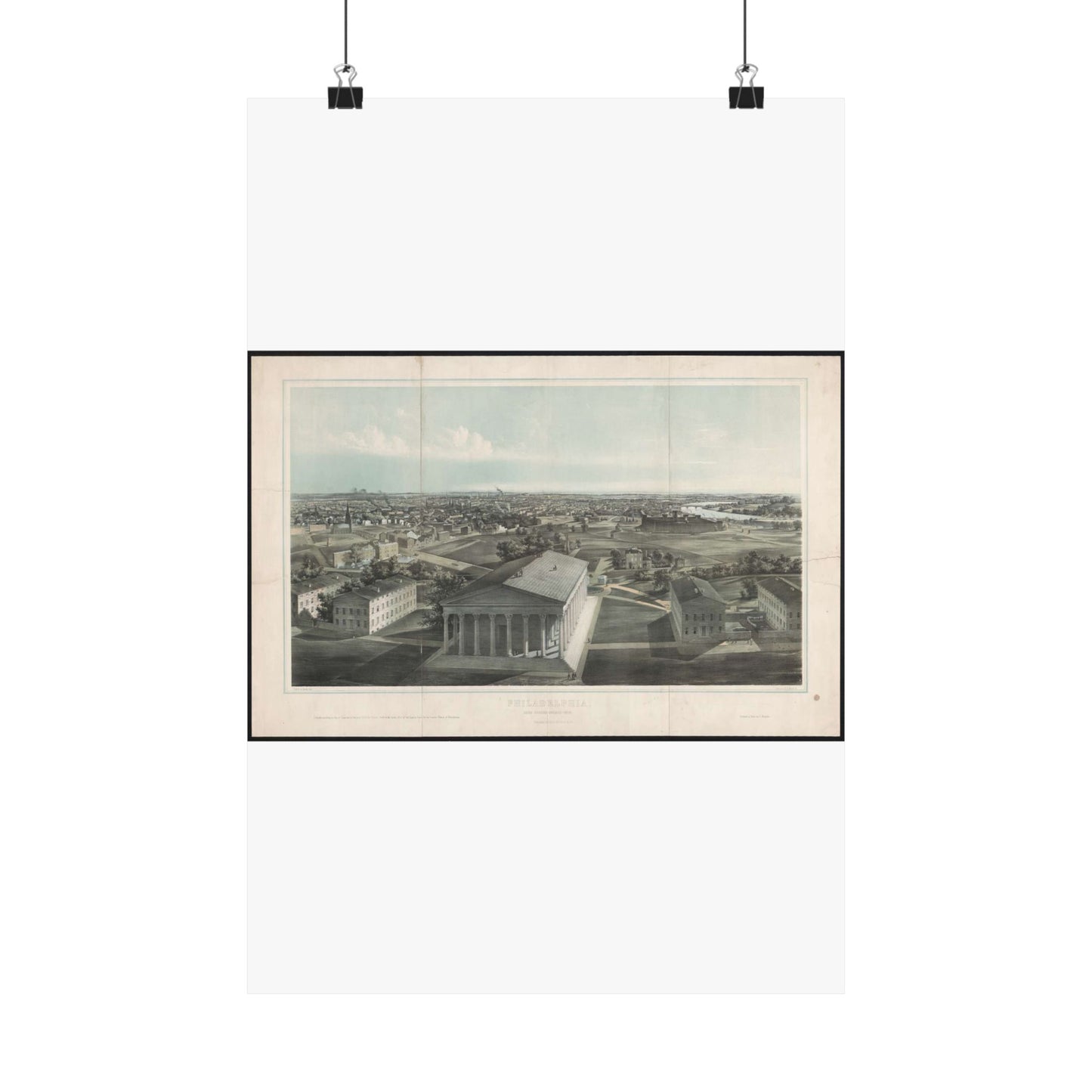 Philadelphia, from Girard College-1850 / J. W. Hill & Smith, del. ; lith. par B. F. Smith Jr. ; printed in tints by F. Michelin. High Quality Matte Wall Art Poster for Home, Office, Classroom