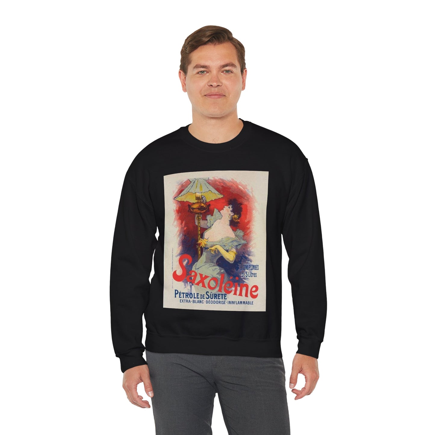 Affiche pour la "Saxoléine". - Art nouveau public domain poster Black Heavy Blend Adult Crew Neck SweatShirt