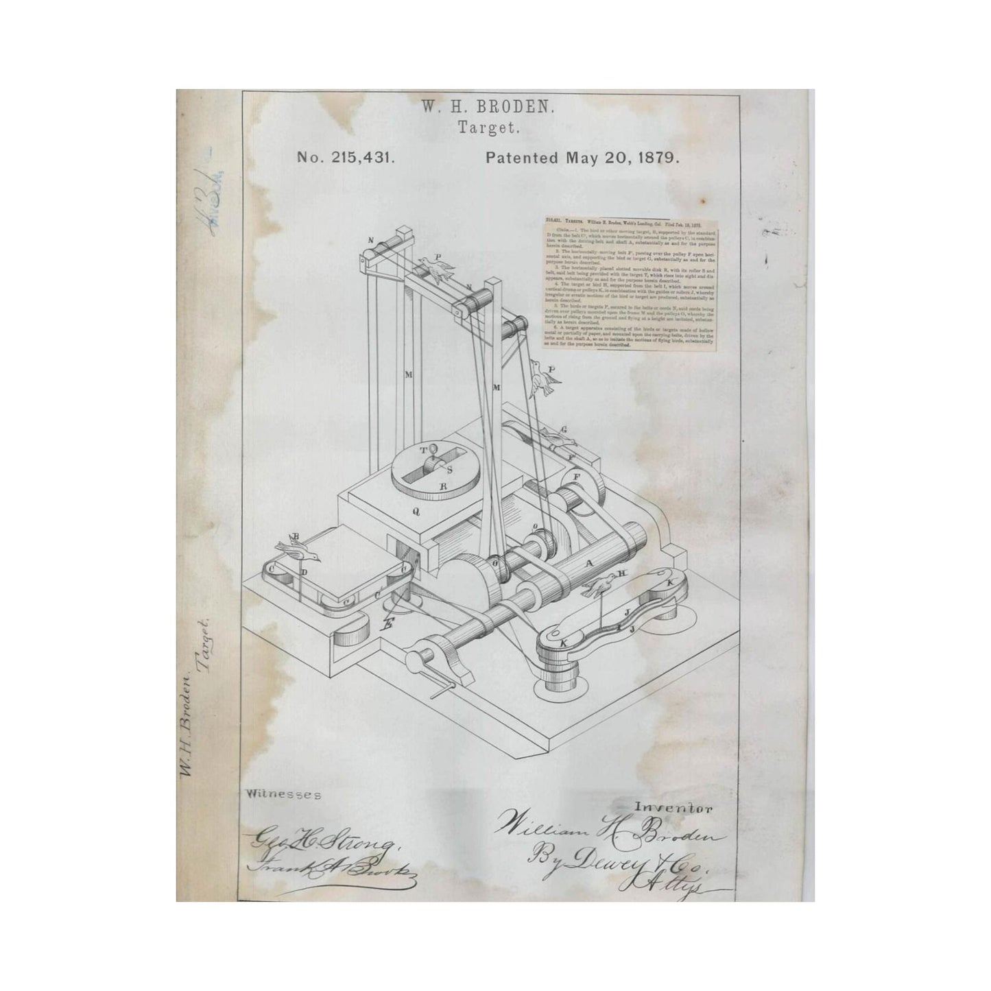 Patent drawing - for W. H. Broden's Target Public domain image High Quality Matte Wall Art Poster for Home, Office, Classroom