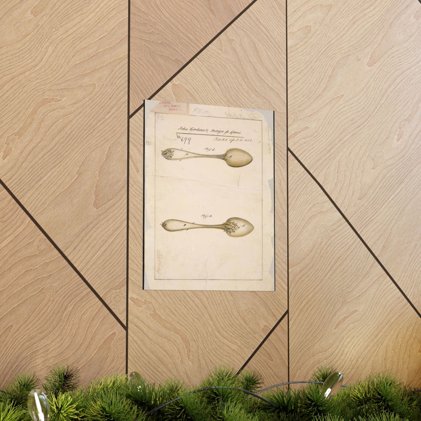 Patent drawing - Drawing of Design for Spoons Public domain image High Quality Matte Wall Art Poster for Home, Office, Classroom