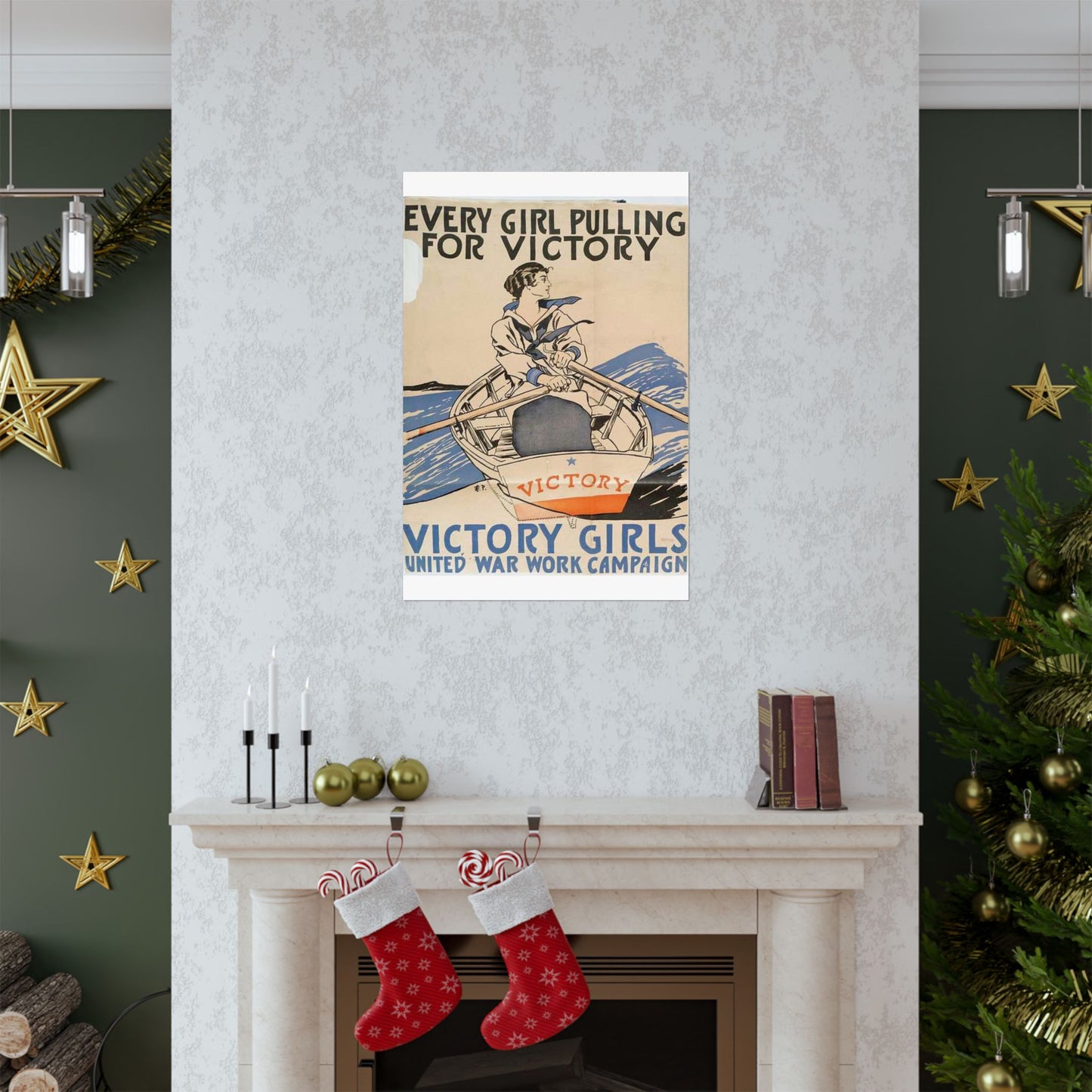 Every Girl Pulling for Victory, Victory Girls United War Work Campaign High Quality Matte Wall Art Poster for Home, Office, Classroom