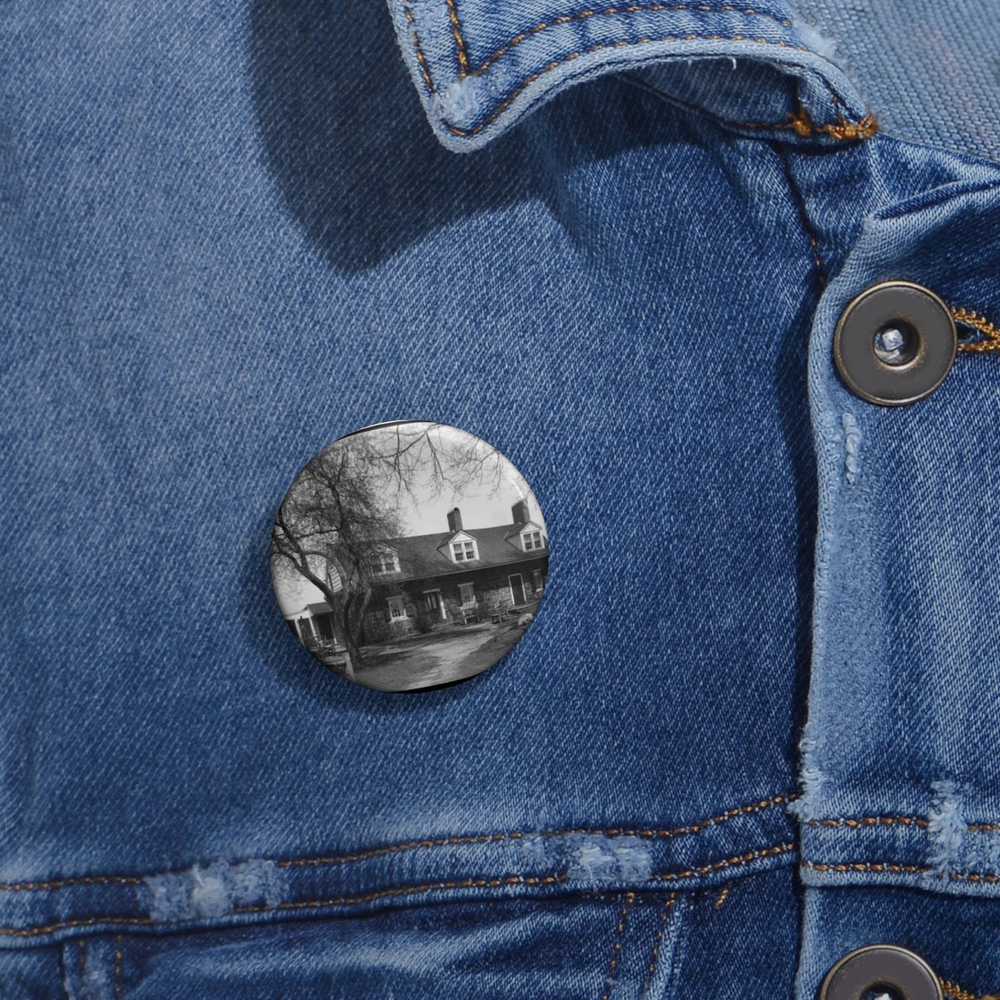 Simon Van Duyne House, Maple Lane & Hook Mountain Road, Pine Brook, Morris County, NJ Pin Buttons with Crisp Design