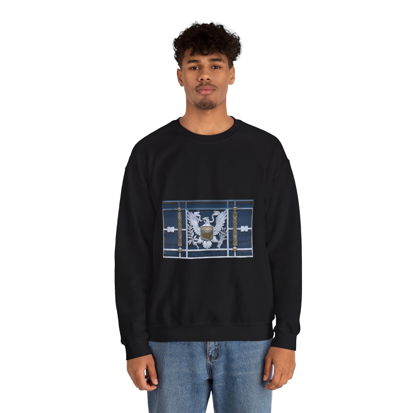 Door detail, Robert J. Nealon Federal Building and U.S. Courthouse, Scranton, Pennsylvania Black Heavy Blend Adult Crew Neck SweatShirt