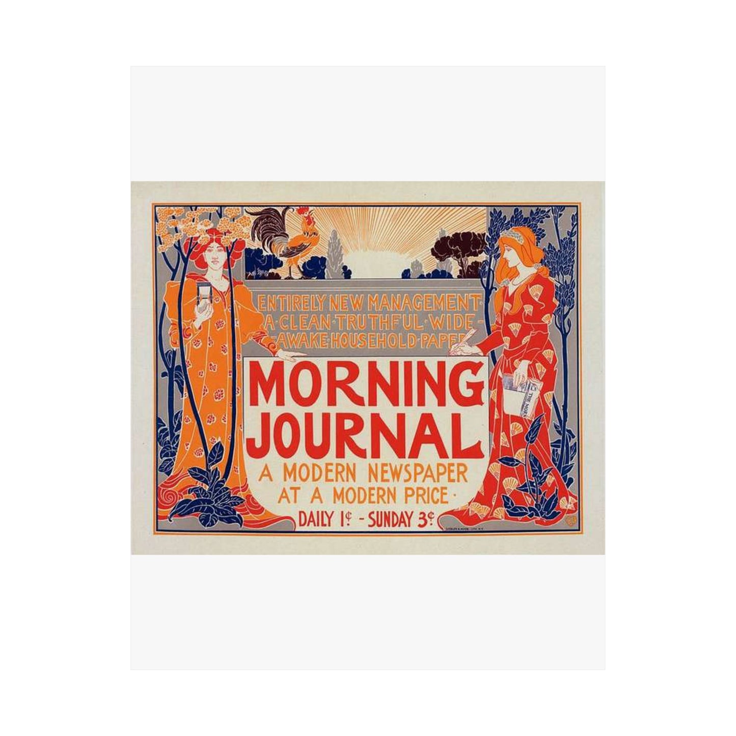 Louis Rhead - Affiche américaine pour le "Morning Journal". High Quality Matte Wall Art Poster for Home, Office, Classroom