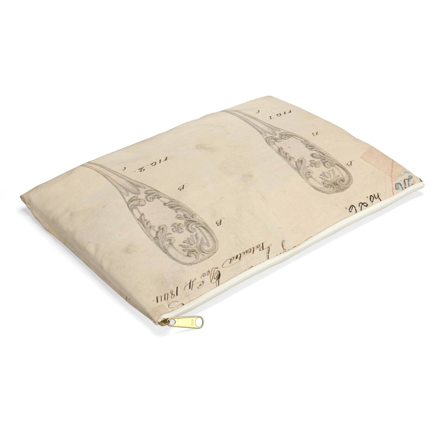 Patent drawing - Drawing of Design for Silver Forks Public domain image Large Organizer Pouch with Black Zipper