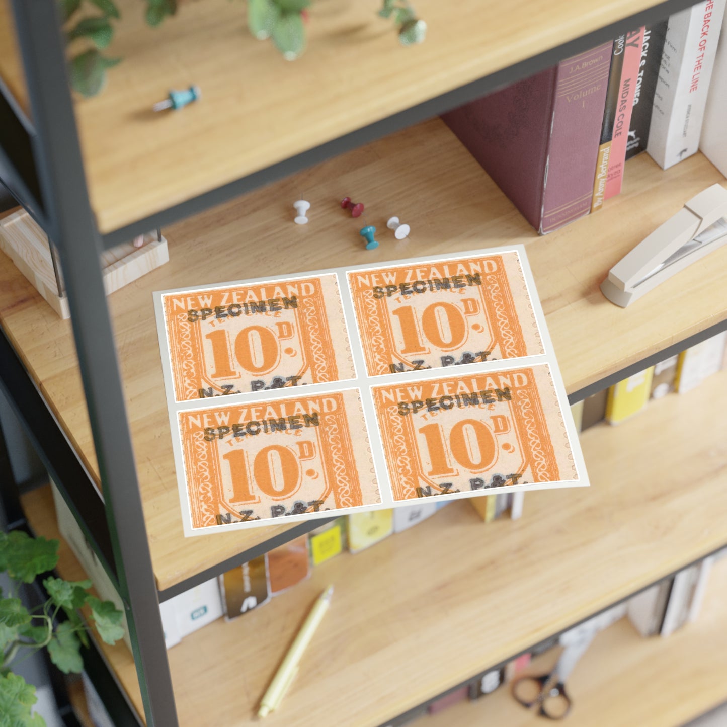 Ten penny Unemployment Relief stamp overprinted 'Specimen' Laminated UV Protective Vinyl Stickers