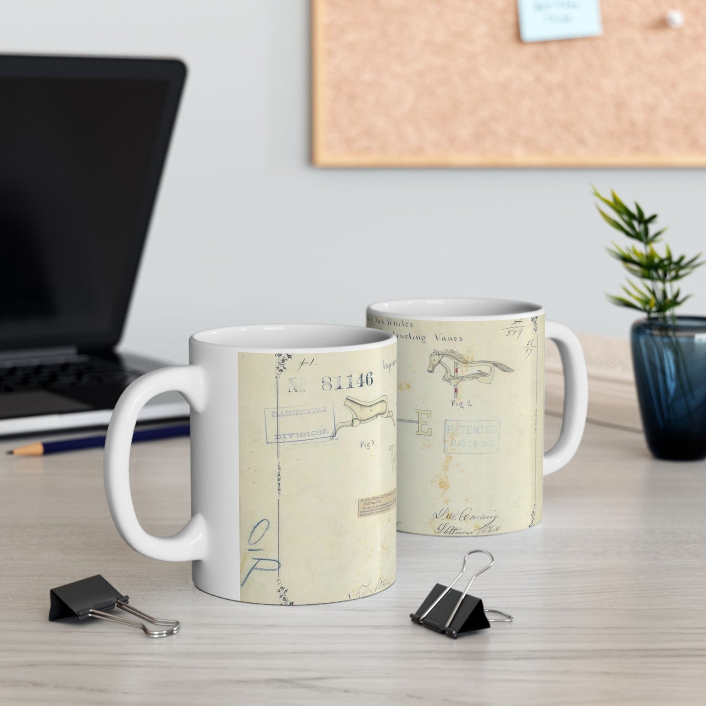 Patent drawing - Drawing of an Improved Method of Constructing Vanes Public domain image Beautiful Novelty Ceramic Coffee Mug 11oz