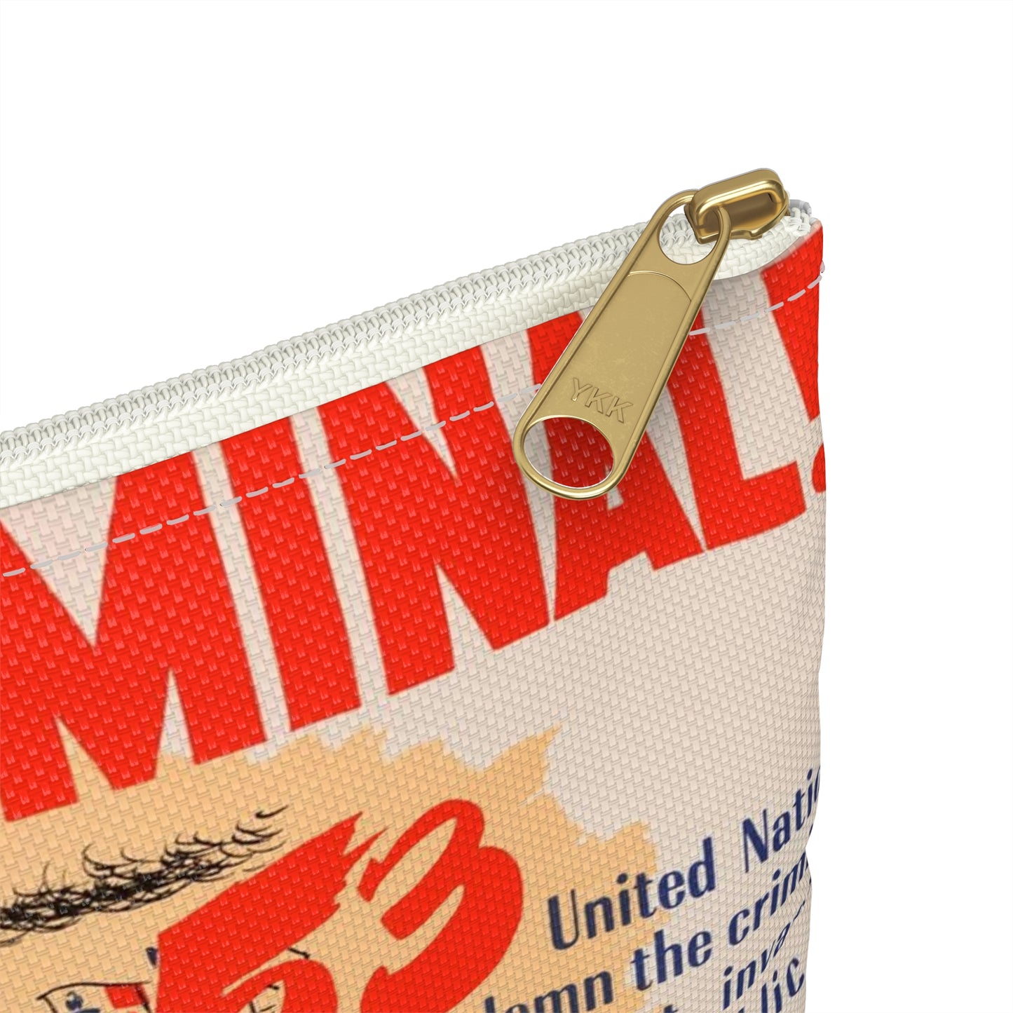 Stop Criminal!, Cold War American Propaganda poster Large Organizer Pouch with Black Zipper