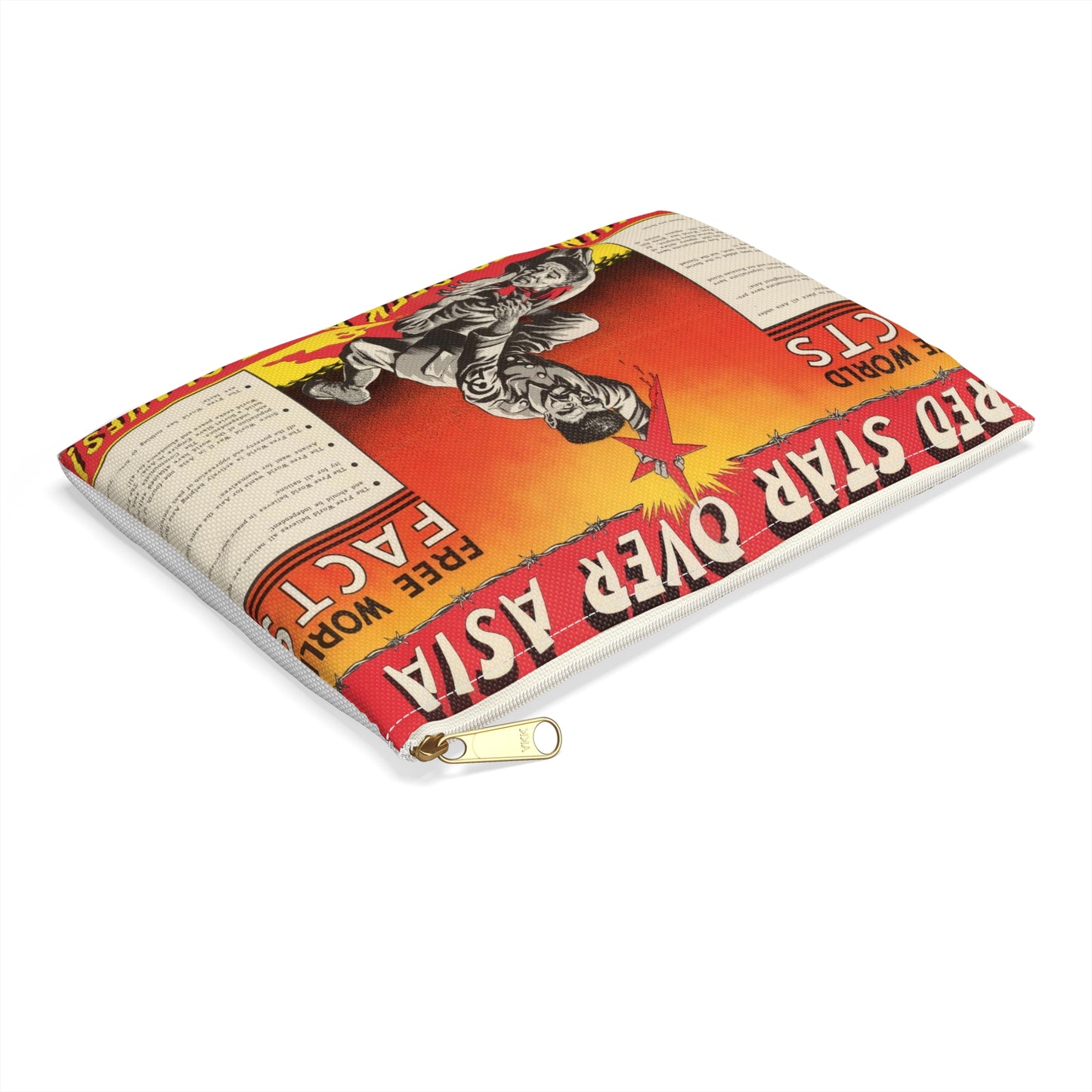 Red Star Over Asia PO-24-E, United States information service propaganda Large Organizer Pouch with Black Zipper