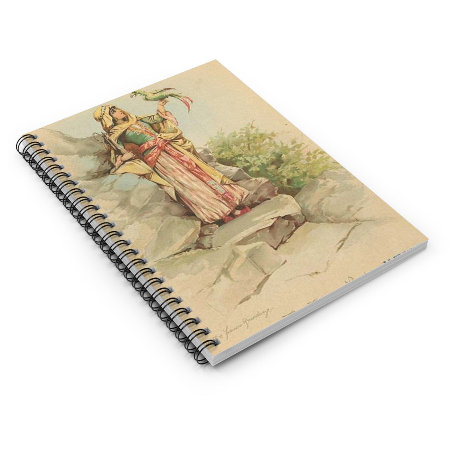 The talking bird. - Drawing. Public domain image. Spiral Bound Ruled Notebook with Printed Cover