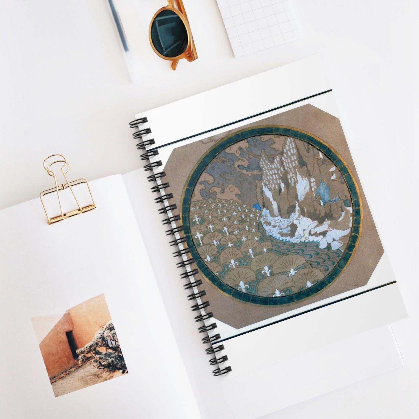 EliseuVisconti-A838-Paisagem rochosa estilizada – Email cloisonné – Estudo para Marchetaria Spiral Bound Ruled Notebook with Printed Cover