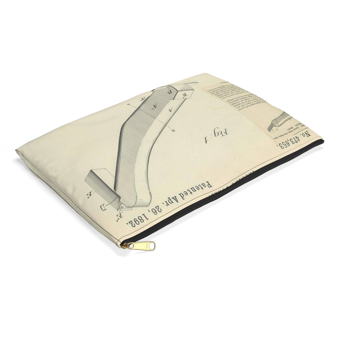 Patent drawing - for S. Boone's Ironing Board Public domain image Large Organizer Pouch with Black Zipper