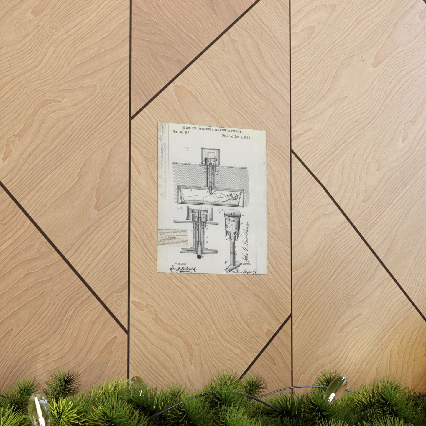 Patent drawing - for J. G. Krichbaum's Device for Indicating Life in Buried Persons Public domain image High Quality Matte Wall Art Poster for Home, Office, Classroom