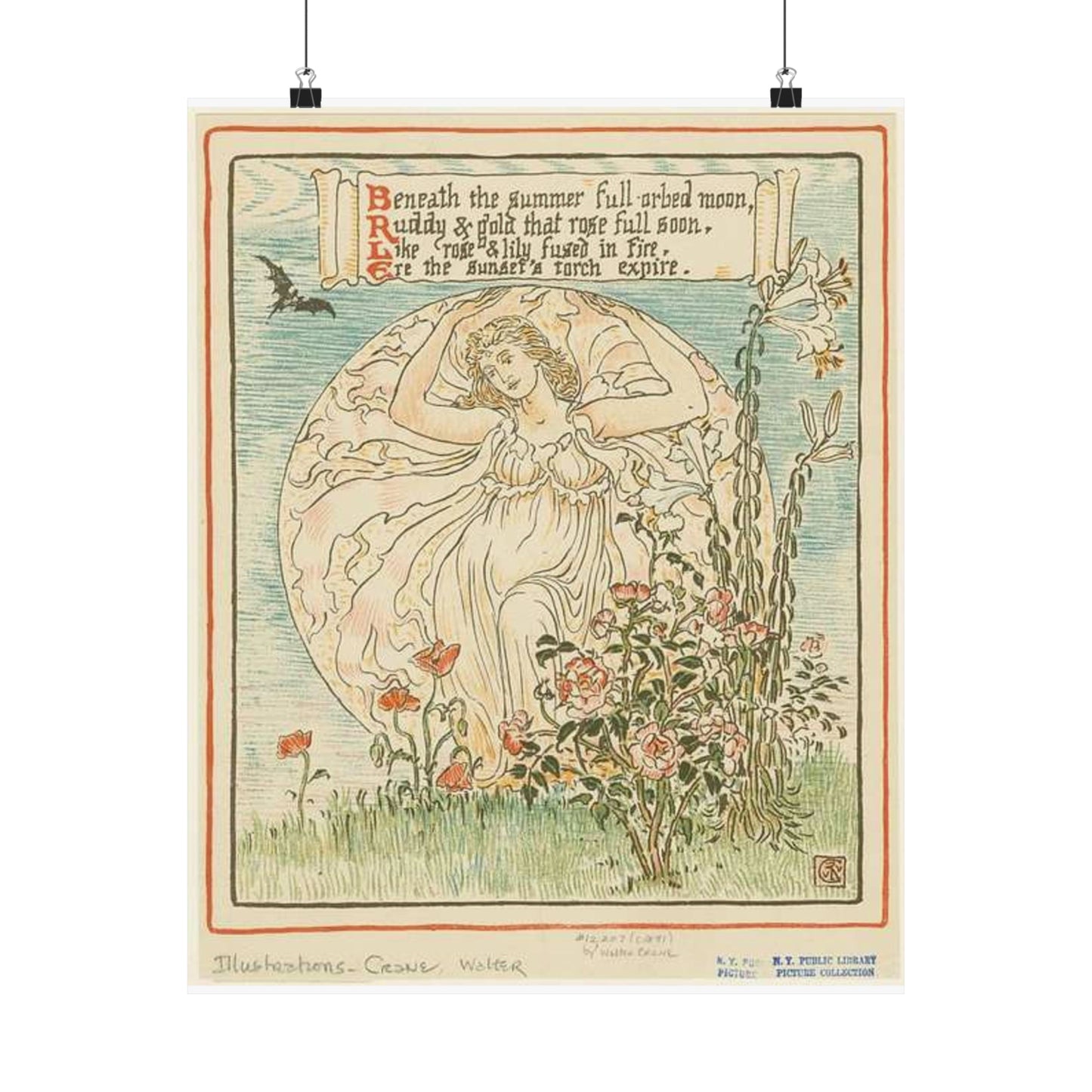 Beneath the summer full-orbed moon, ruddy & gold that rose full soon." High Quality Matte Wall Art Poster for Home, Office, Classroom