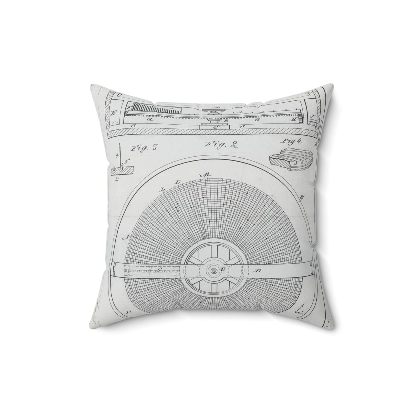 Patent Drawing of Engine - for M. Boom's Music Box Public domain image Decorative Accent Square Pillow