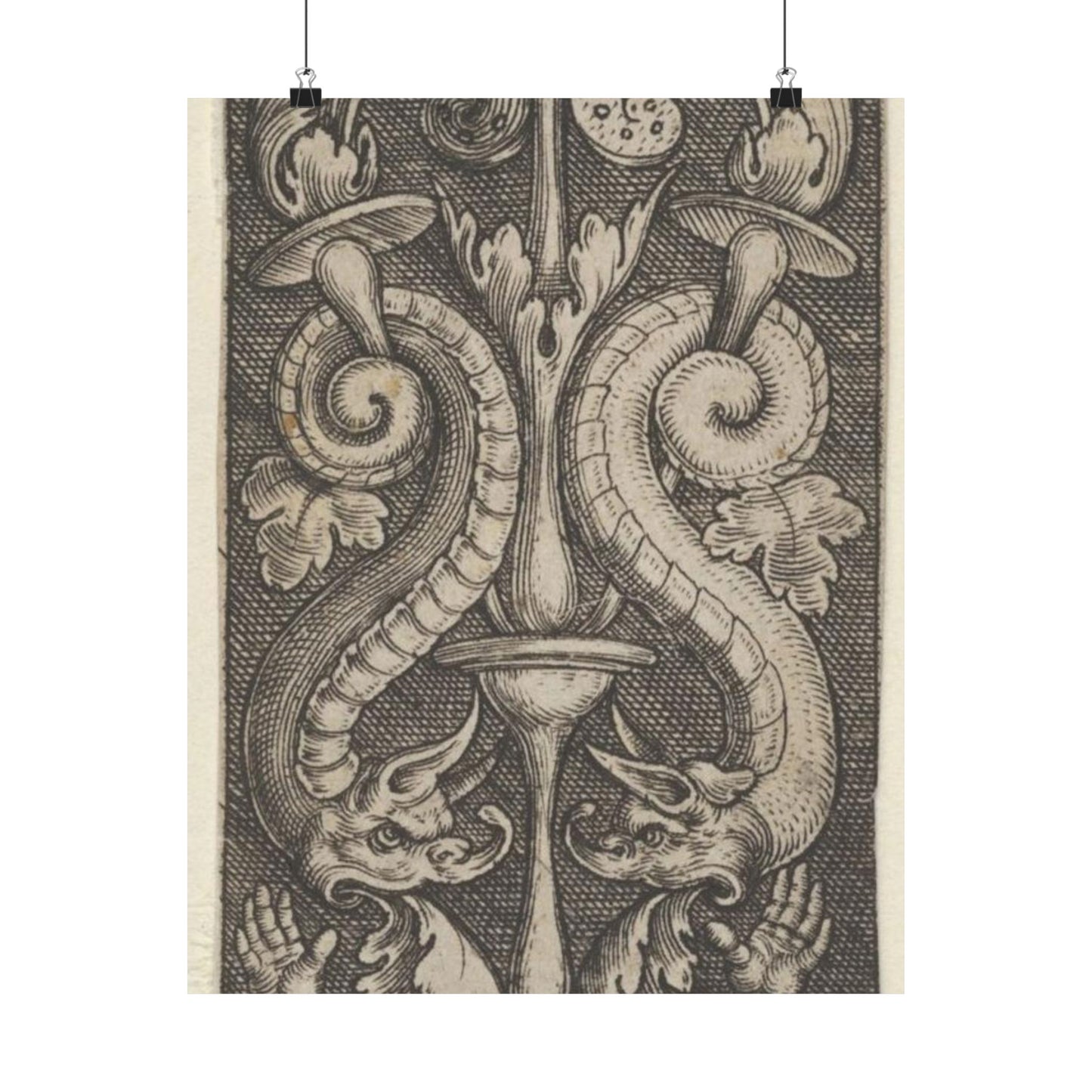 Vertical Panel with a Candelabrum Stemming from a Leaf-Faced Grostesque at Bottom High Quality Matte Wall Art Poster for Home, Office, Classroom