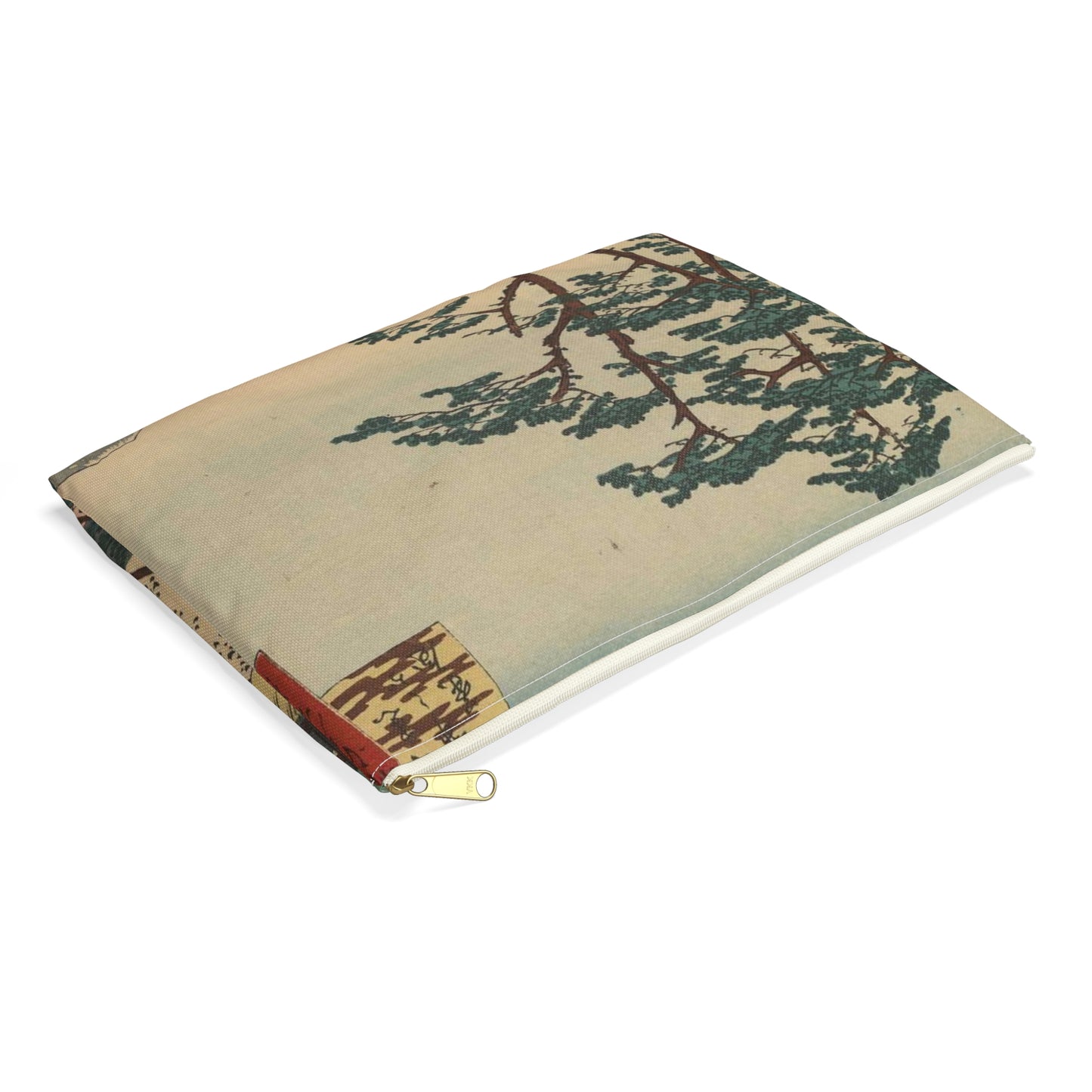 Gajō icchō, Ando Hiroshige - Public domain portrait drawing Large Organizer Pouch with Black Zipper