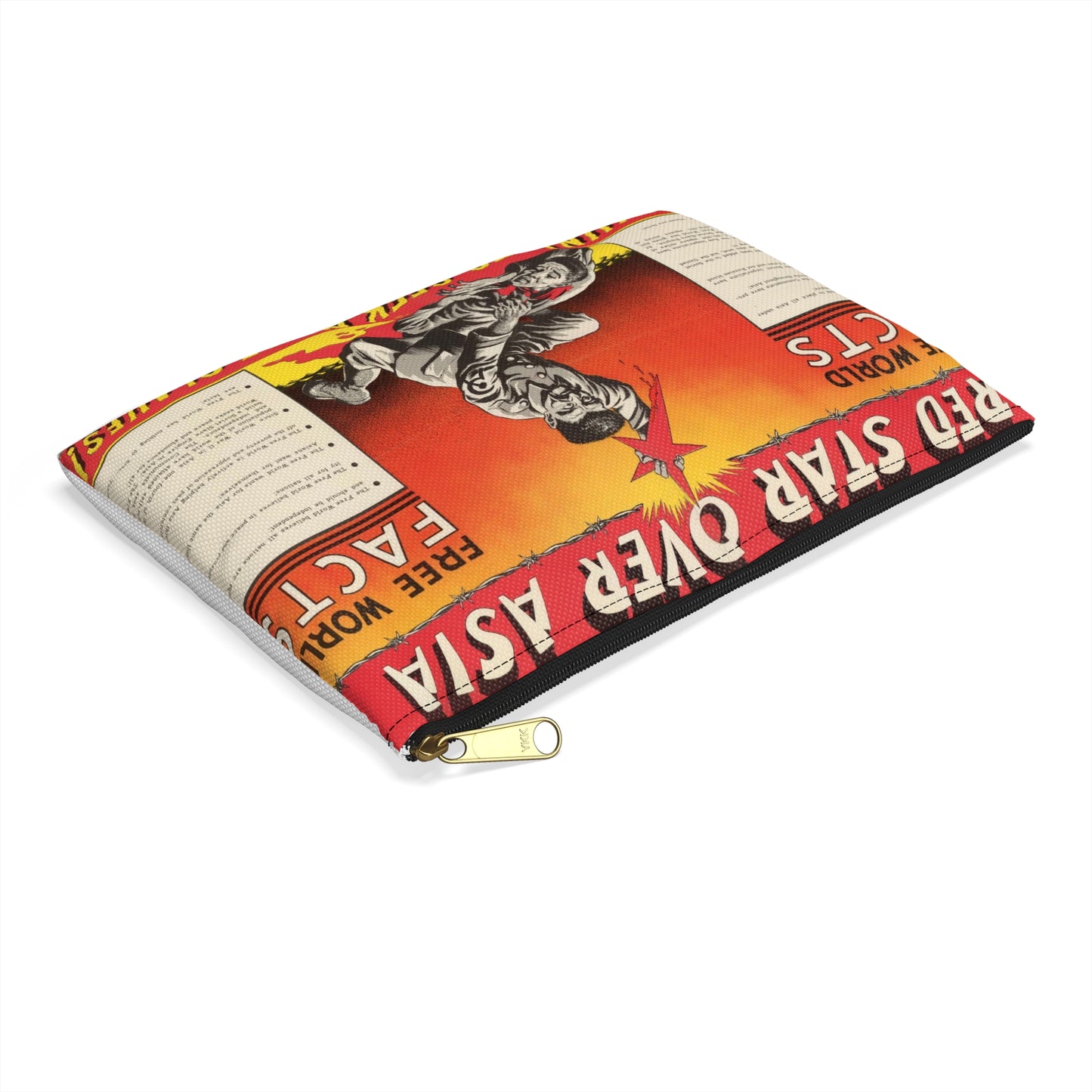 Red Star Over Asia PO-24-E, United States information service propaganda Large Organizer Pouch with Black Zipper