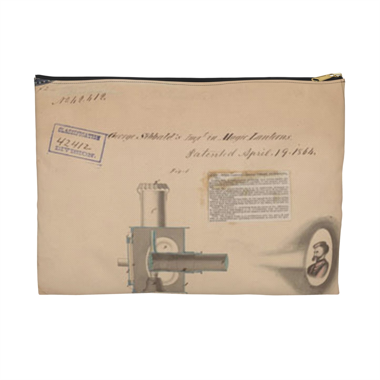 Patent drawing - Drawing of Improvement in Magic Lanterns Public domain image Large Organizer Pouch with Black Zipper