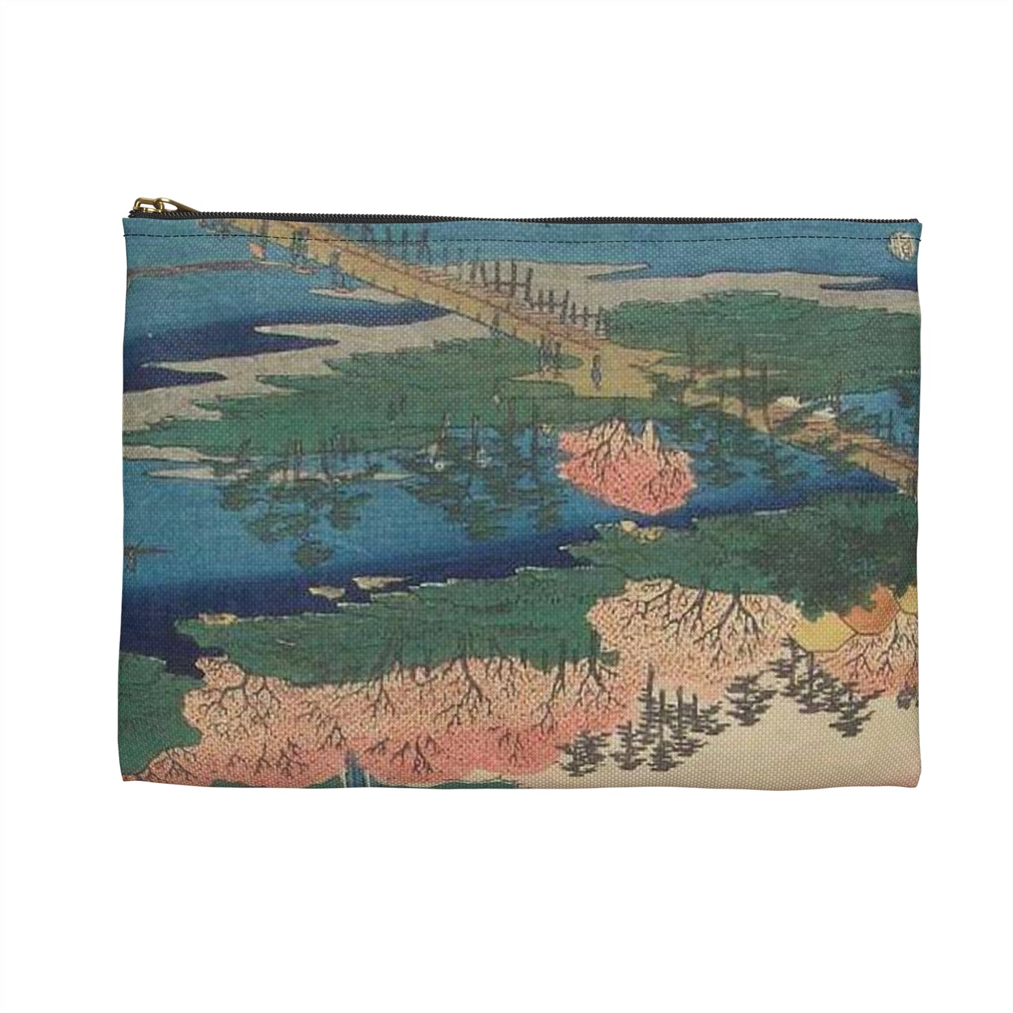 Hiroshige Yamashiro Arashiyama, Utagawa Hiroshige Large Organizer Pouch with Black Zipper