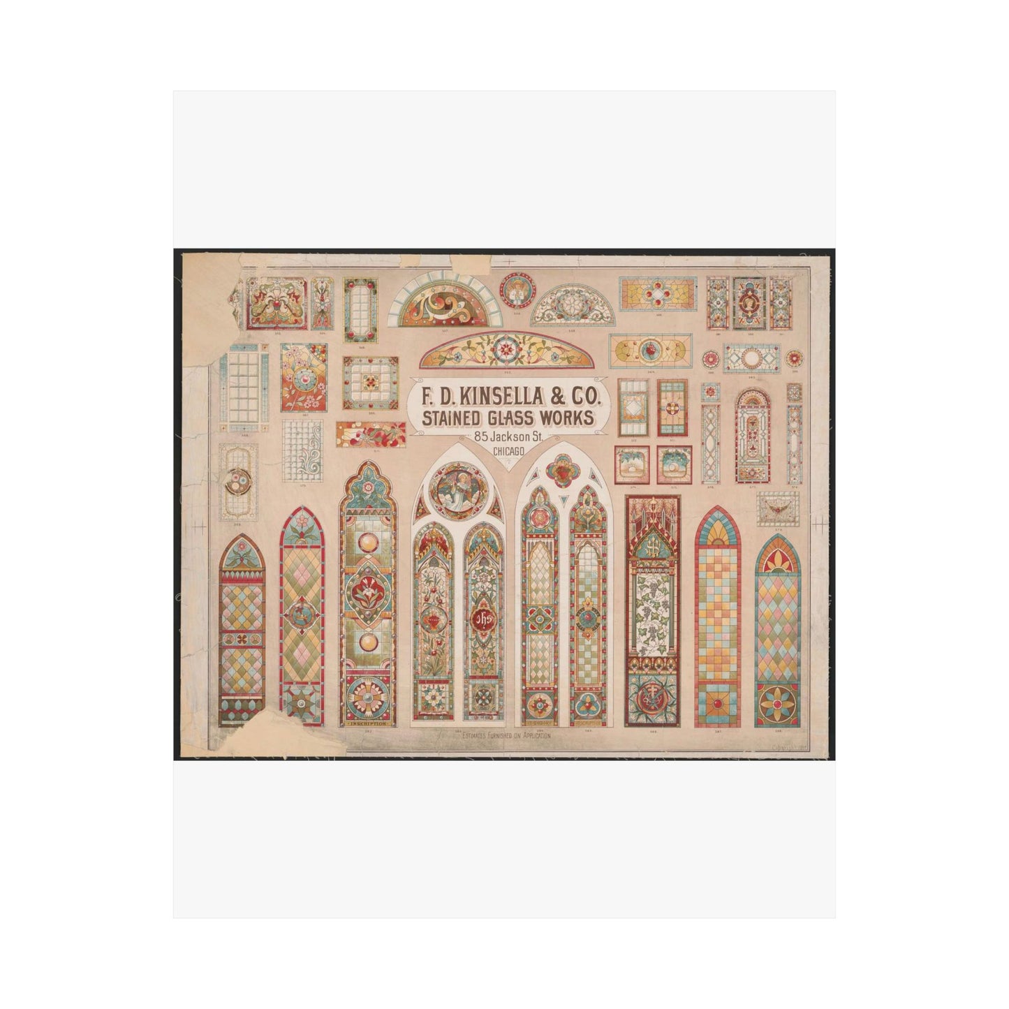 F.D. Kinsella & Co., stained glass works High Quality Matte Wall Art Poster for Home, Office, Classroom