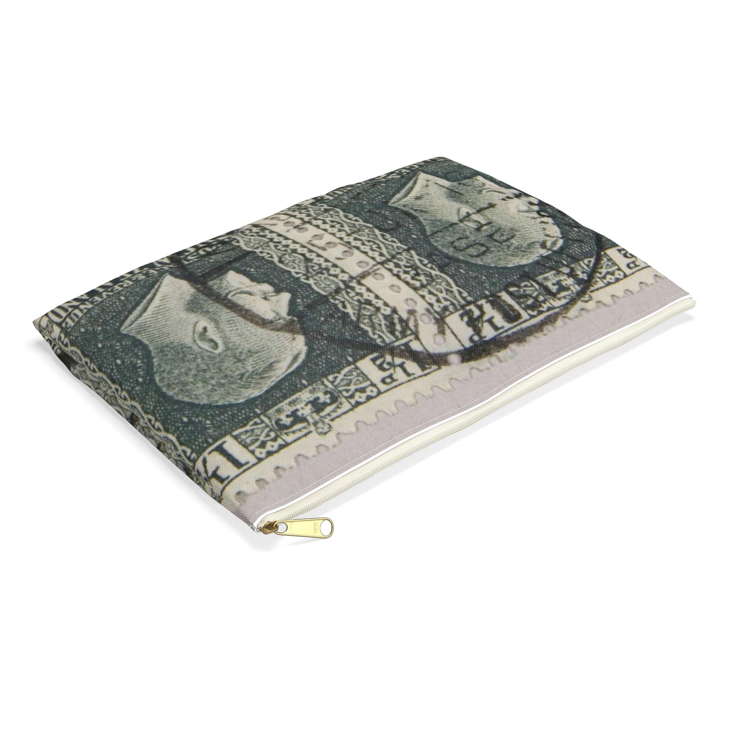 Block of one and a half penny 'King George V' definitive stamps in grey slate Large Organizer Pouch with Black Zipper