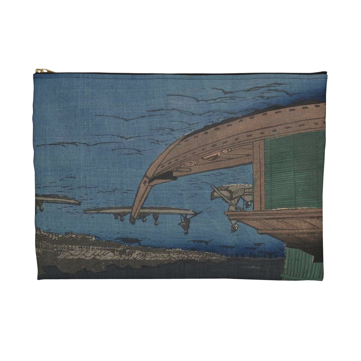 Gajō icchō, Andō Hiroshige - Public domain portrait drawing Large Organizer Pouch with Black Zipper