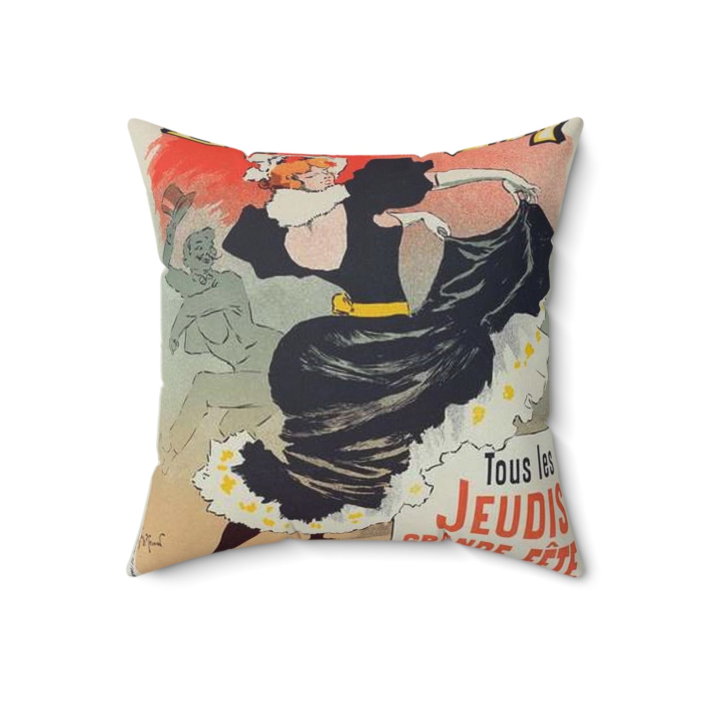 Affiche pour le "Bal Bullier".. Public domain reproduction. Decorative Accent Square Pillow