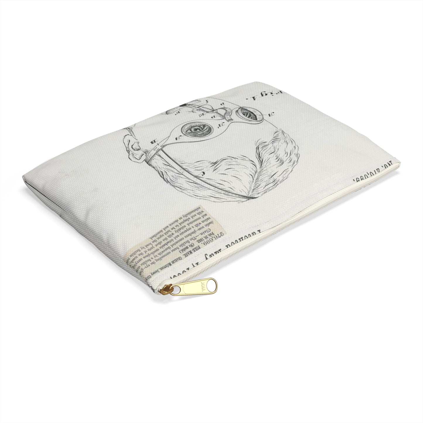 Patent drawing - for C. McIntosh's Fire Mask Public domain image Large Organizer Pouch with Black Zipper
