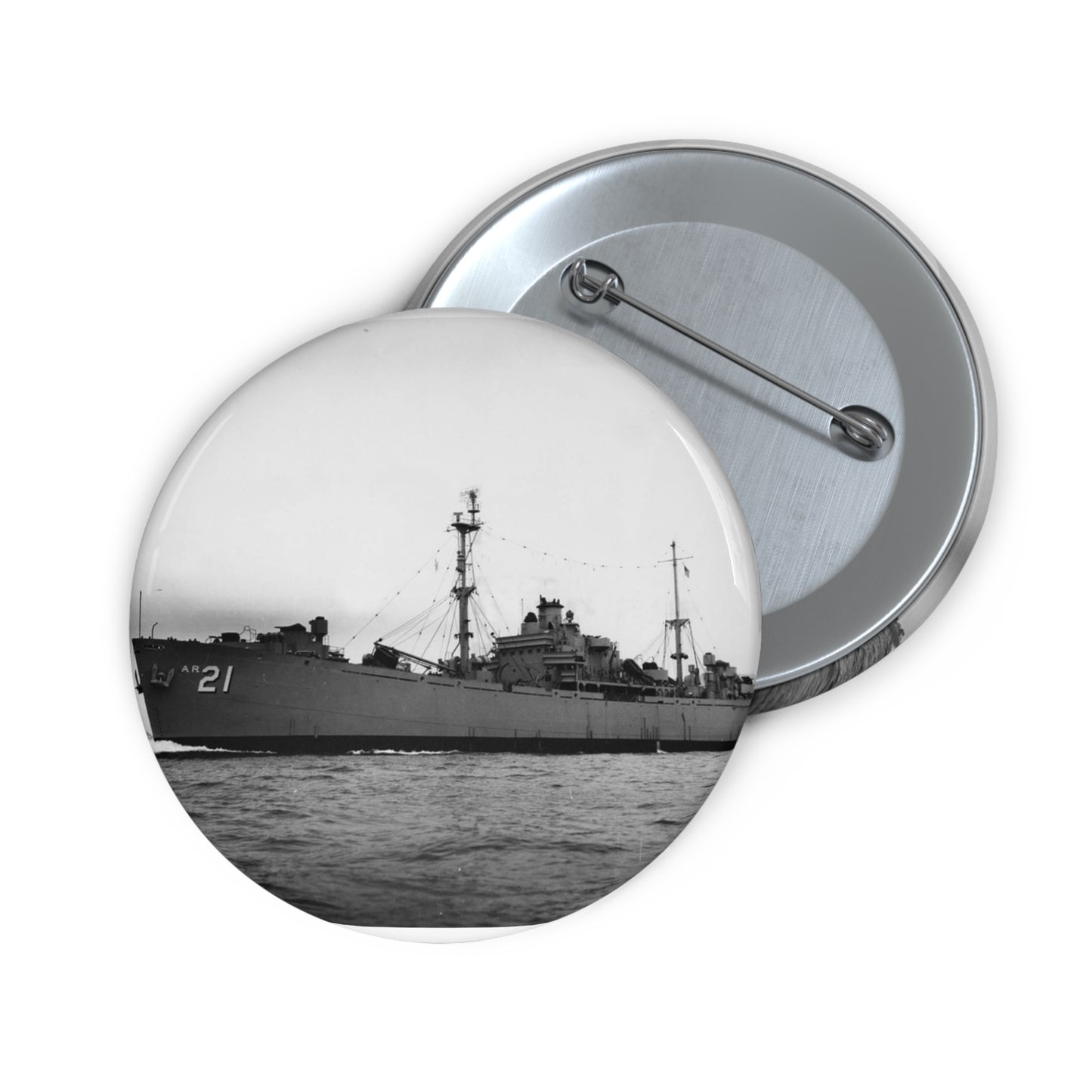 USS Dionysus (AR-21) underway, circa 1952-1955 (USN 1045360) Pin Buttons with Crisp Design