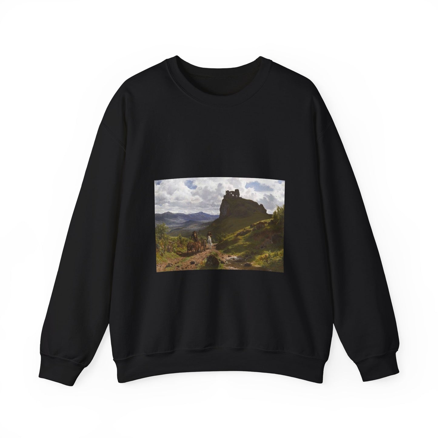 Auguste Bonheur - Les ruines du château d'Apchon Black Heavy Blend Adult Crew Neck SweatShirt