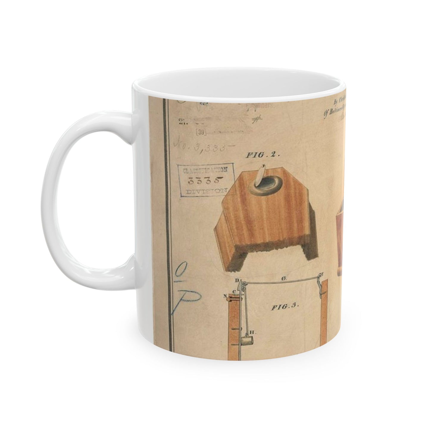 Patent drawing - Drawing for a Life - Preserving Coffin Public domain image Beautiful Novelty Ceramic Coffee Mug 11oz