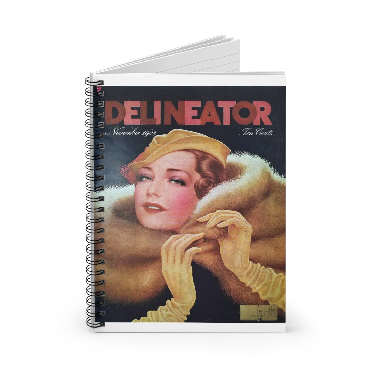 Delineator 1934-11 - Art Deco public domain image Spiral Bound Ruled Notebook with Printed Cover