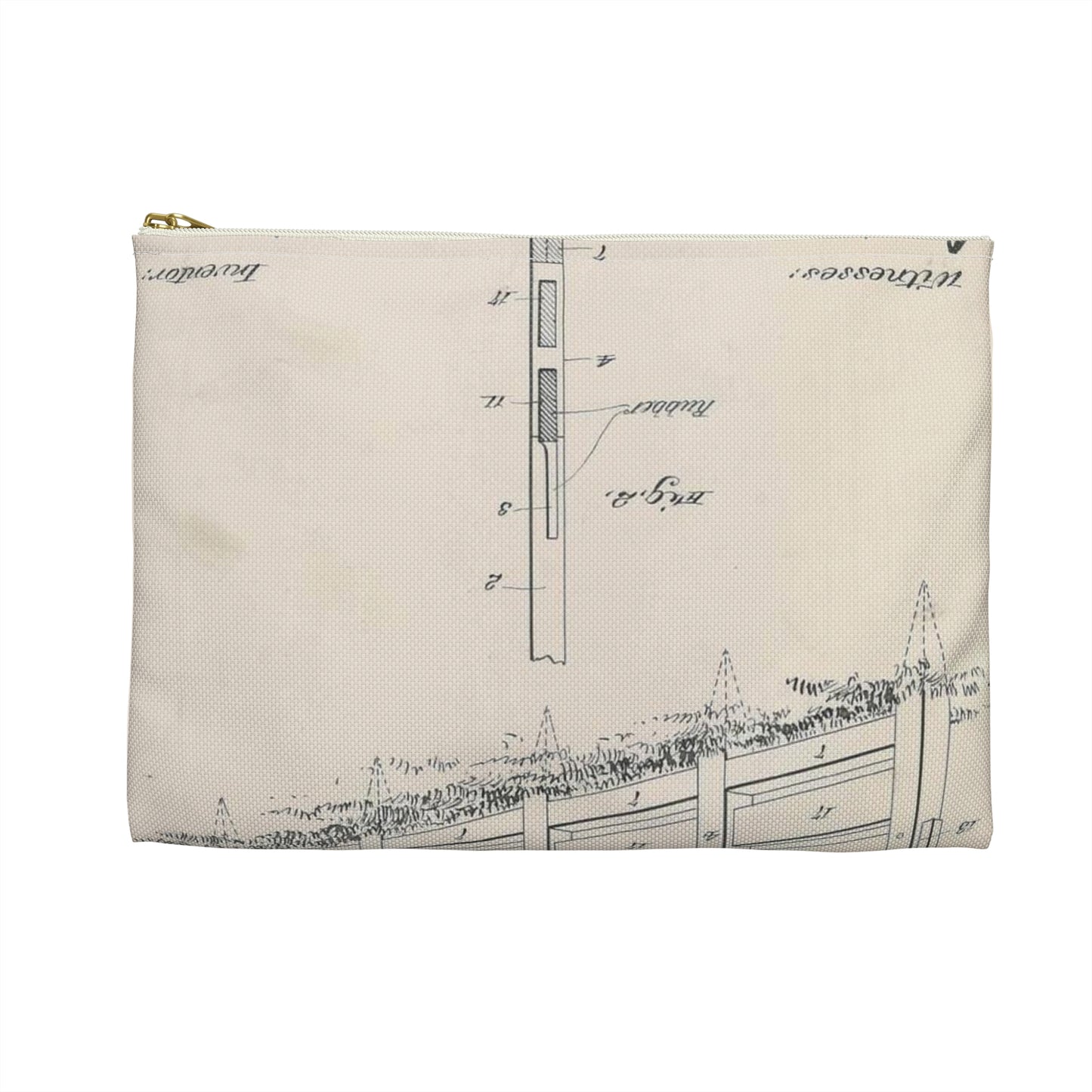 Patent Drawing of Engine - for A. Pascocello' Steeplechase or Hurdle Fence Public domain image Large Organizer Pouch with Black Zipper