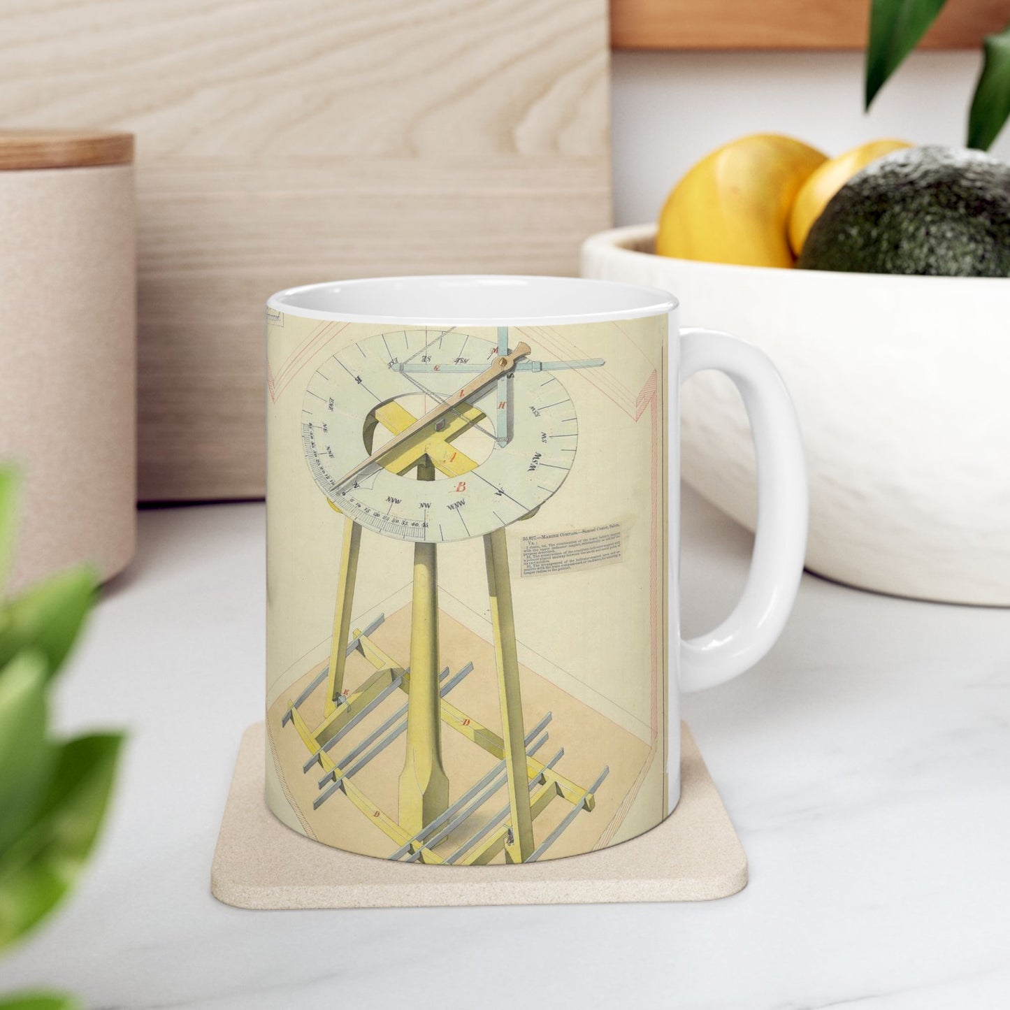 Patent drawing - Drawing of Marine Compasses Public domain image Beautiful Novelty Ceramic Coffee Mug 11oz