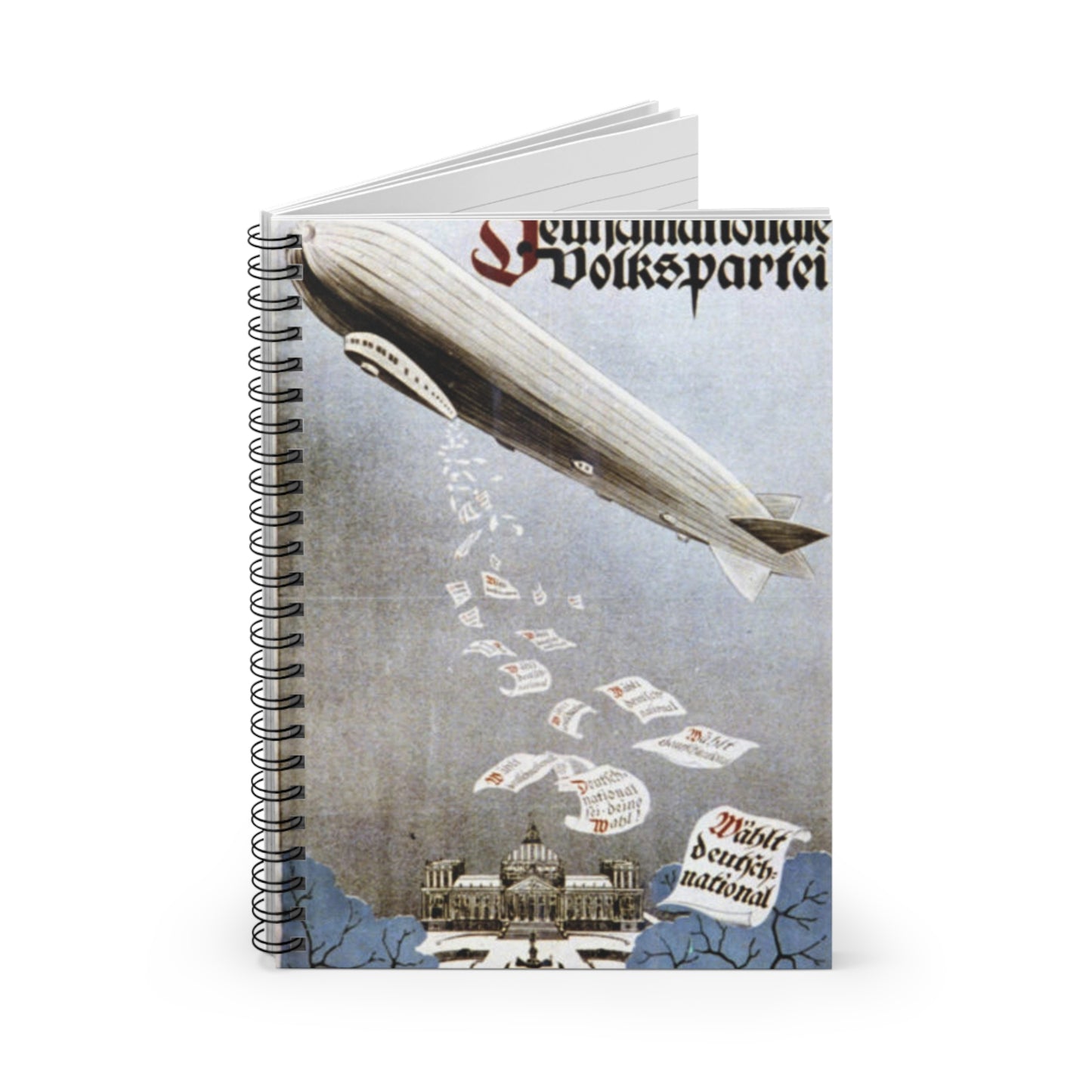 german election poster. oct 1924 - Deutsche Zeppelin Reederei Company Spiral Bound Ruled Notebook with Printed Cover