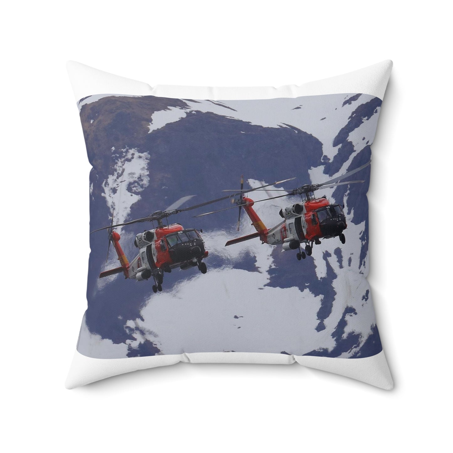 Two Coast Guard Air Station Sitka MH-60 Jayhawk helicopter Decorative Accent Square Pillow