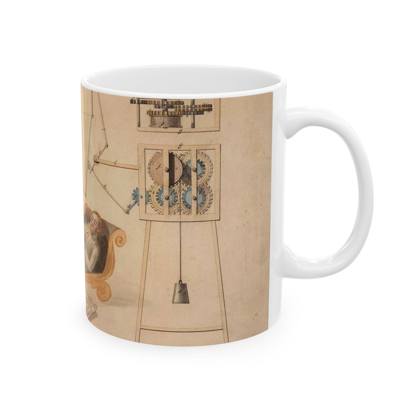 Patent drawing - Drawing of Fan Moved by Mechanism Public domain image Beautiful Novelty Ceramic Coffee Mug 11oz