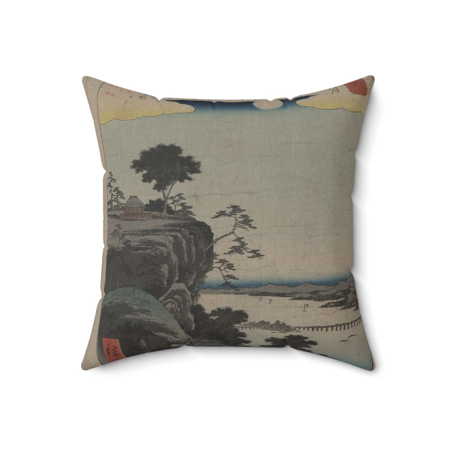 Ishiyama no shūgestu, Ando Hiroshige - Ukiyo e print Decorative Accent Square Pillow