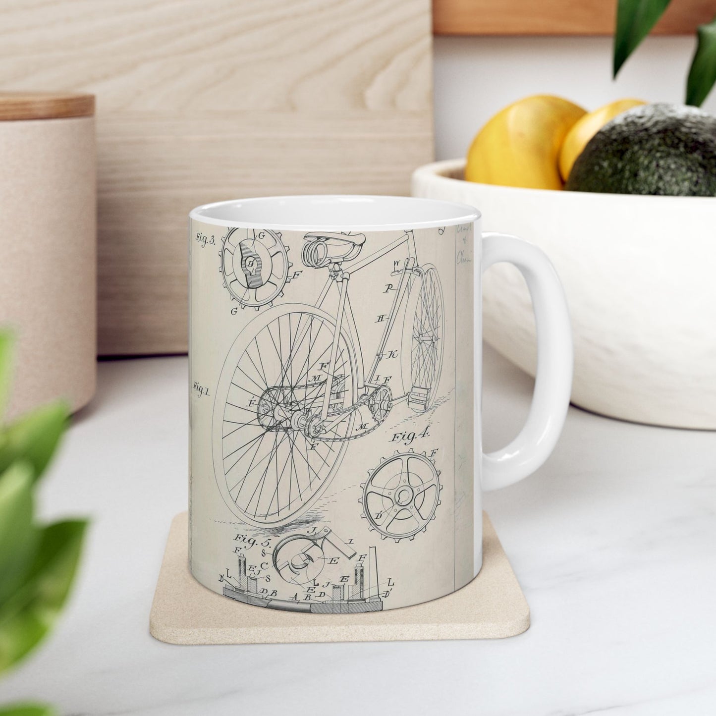 Patent drawing - for J. J. Hentz' Bicycle Public domain image Beautiful Novelty Ceramic Coffee Mug 11oz