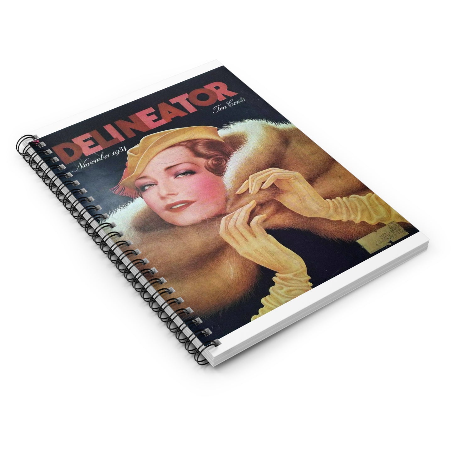 Delineator 1934-11 - Art Deco public domain image Spiral Bound Ruled Notebook with Printed Cover