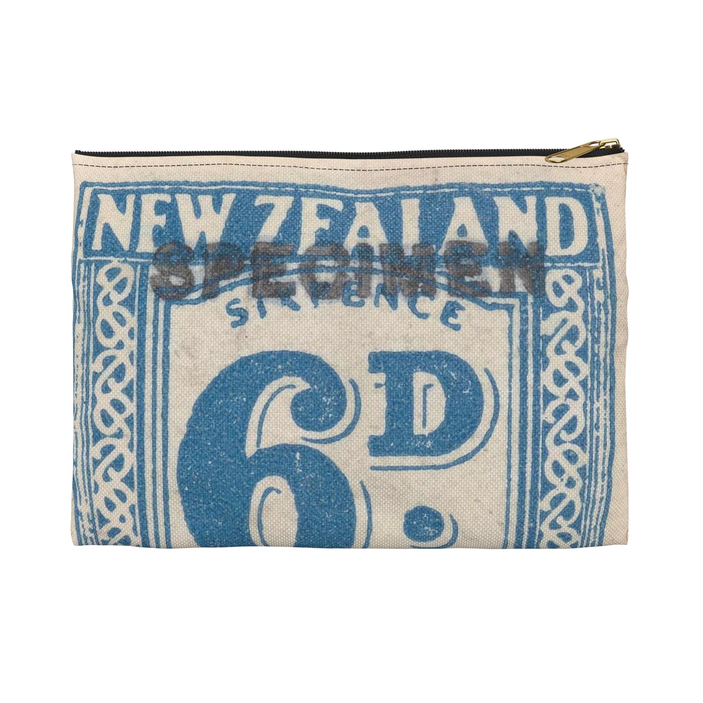 Six penny Unemployment Relief stamp overprinted 'Specimen' Large Organizer Pouch with Black Zipper